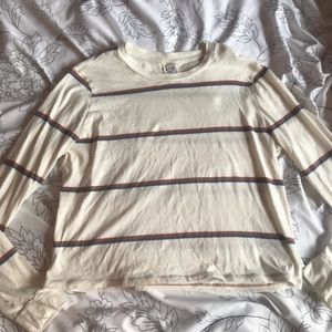 Long sleeve cream striped top